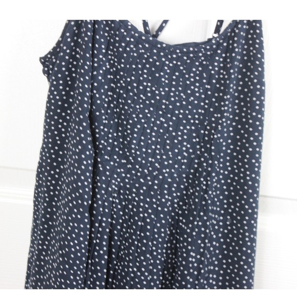 Abercrombie Fitch Navy White Polka Dot Mini Dress Cami Straps Button Side Small - Picture 2 of 9
